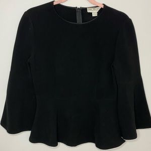 Rachel Zoe Bell sleeve black top with white trim